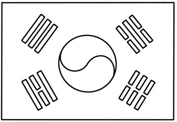 대한민국 태극기 컬러링 선화 일러스트