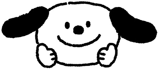 웃고 있는 강아지 캐릭터 라인 손그림 스티커