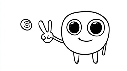 Cartoon creature with peace sign