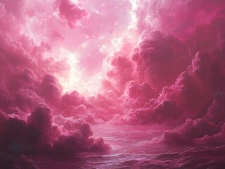 Whimsical cloudscape featuring cotton candy pinks and gentle luminescence