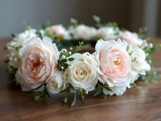 Roses and peonies flower crown