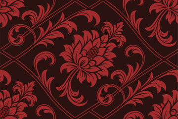 Red floral pattern design for wallpaper, fabric and decorative use