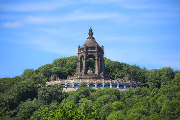 The Kaiser Wilhelm Memorial at the Porta Westfalica in Barkhausen, Weserbergland region - Germany