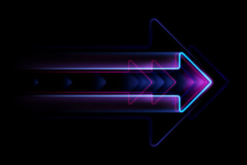 Neon arrow on black background