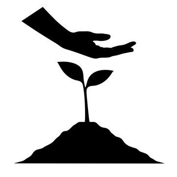 hand protecting sprout black silhouette clip art preview