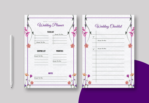 Floral Wedding Planner Layout