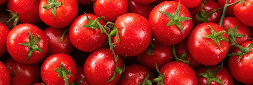 red fresh tomatoes with drops in natural light - Powered by Adobe