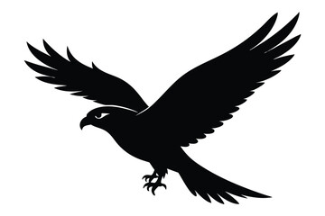 Fototapeta premium Falcon flying silhouette ideal for speed and freedom themed designs vector illustration.