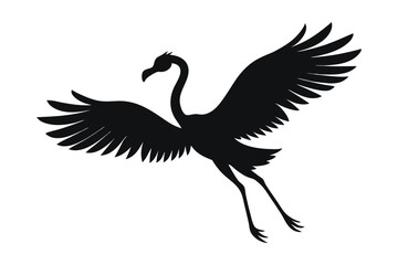 Fototapeta premium Flamingo flying vector silhouette in graceful pose for serene design projects vector illustration.