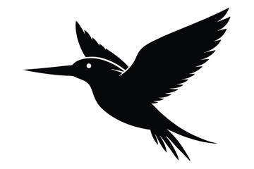 Obraz premium Kingfisher flying silhouette ideal for serene and nature-inspired designs vector illustration.