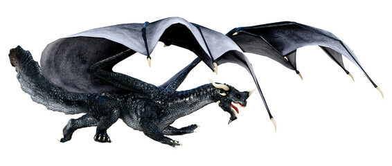 3D Rendering Fairy Tale Dragon on White