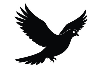Fototapeta premium Pigeon flying silhouette for tranquil and calm design projects vector illustration.