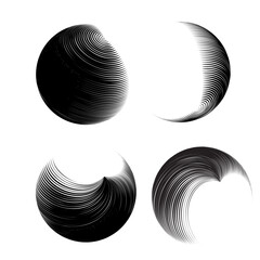 Contemporary set of halftone rounded 3d figures