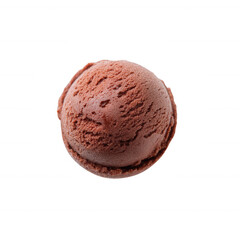 Delicious chocolate ice cream scoop on a white isolated background, showcasing its creamy texture and inviting color, perfect for dessert lovers and culinary photography.