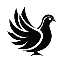 Stylized Black Pigeon Icon. 