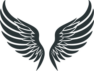 Obraz premium Black angel wings silhouette with detailed feathers. Vector illustration