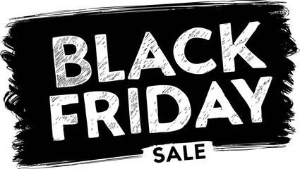 Black friday sale text on a bold black brushstroke background promotion. Vector illustration