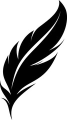 Obraz premium Black silhouette of a feather with a detailed design. Vector illustration