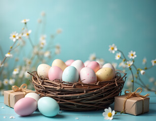 Fototapeta premium easter eggs in a basket