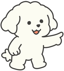 손가락으로 가리키는 강아지