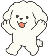 신나서 양팔을 올린 강아지