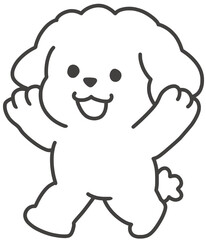 신나서 양팔을 올린 강아지