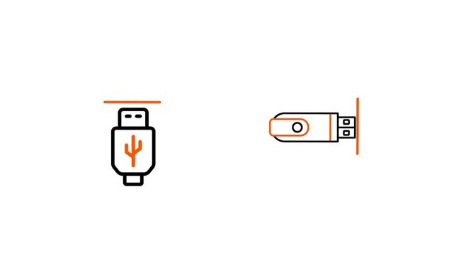 icon usb drive device, USB Kabe, motion graphic video 4k, transparent background,