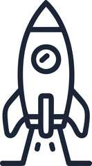 Simple monochrome rocket icon with outline design conceptual vector image. Vector illustration