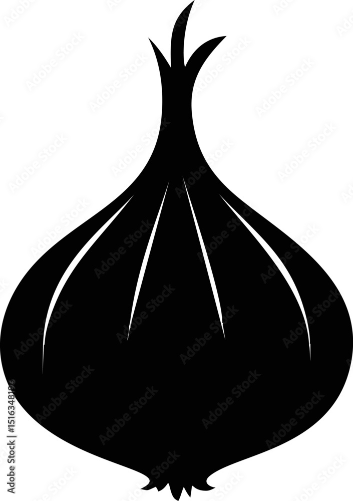 Poster silhouette of a garlic bulb with simple lines in black and white illustration. vector illustration