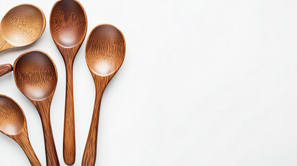 A wooden spoon captured from the top, isolated on a white surface with a clipping path.





