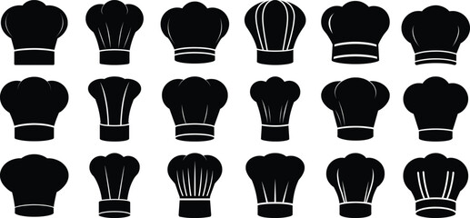 Set of Chef Hat Silhouette Design