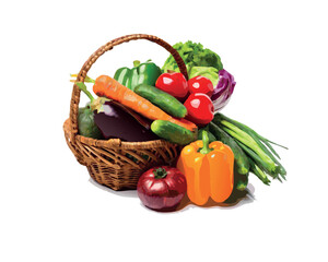 vegetables in a basket vector