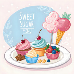 illustration on theme tasty sweet sugar for resta