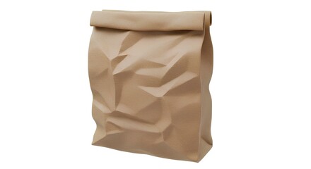 Naklejka premium Crumpled brown paper bag mockup, recyclable texture in 3D render