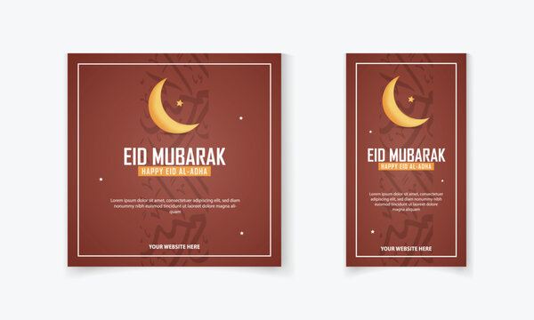 Eid al Adha Islamic festival social media banner and Eid Mubarak post template with Arabic calligraphy