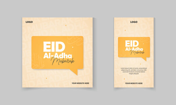 Islamic festival, Eid al Adha mubarak social media post template with Islamic pattern, star vector