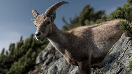 Fototapeta premium An Ibex in an alpine environment.