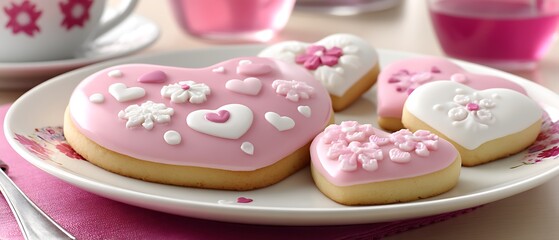 Heart-shaped Cookies on a Plate
