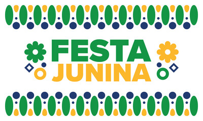 Festa Junina in Brazil. Brazilian festival. Happy holiday. Brazil flag. Carnival and parade. Summer fun party. Vector illustration