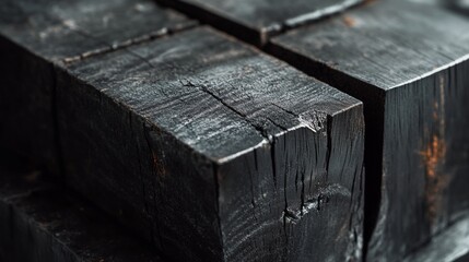 A stack of wood blocks with a black and white color scheme