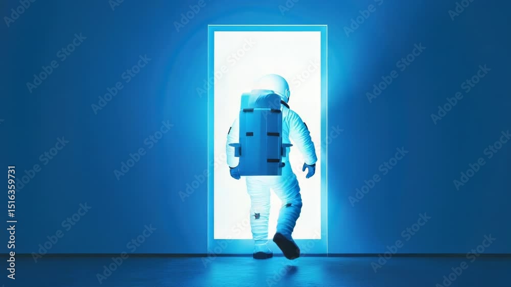 Aufkleber Astronaut standing by open airlock, ready to exit spacecraft