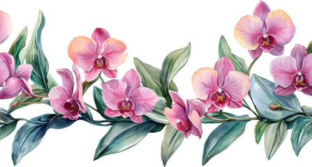 Fototapeta premium orchid watercolor illustration painting drawing art 