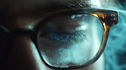 Close-Up of Man's Eye with Glasses