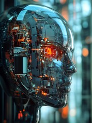 Advanced AI Robot Head