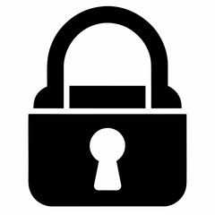 Old padlock black icon on white background.