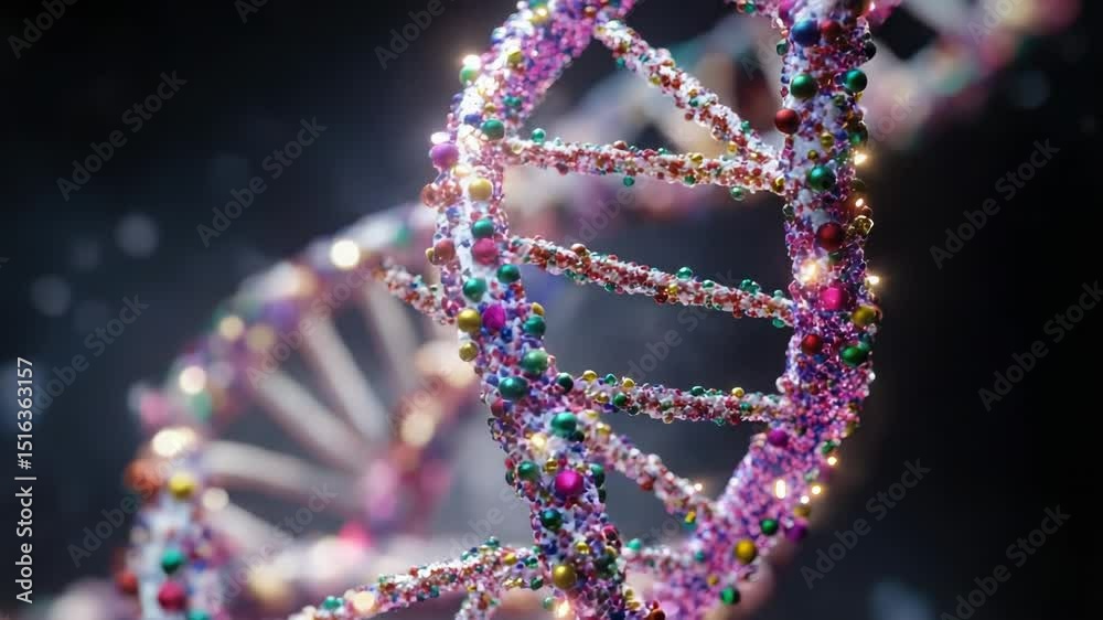 Poster close-up view of a double strand of dna molecules