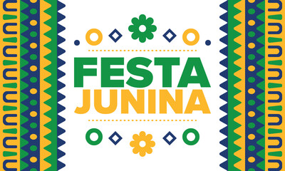 Festa Junina in Brazil. Brazilian festival. Happy holiday. Brazil flag. Carnival and parade. Summer fun party. Vector illustration