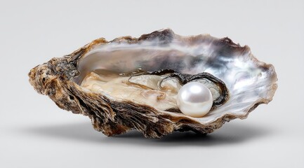 Oyster shell holding a pearl