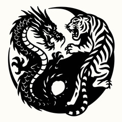 Black dragon tribal tattoo vector illustration