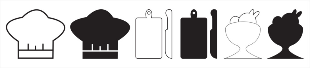 Minimal Line and Fill Icons For restaurant and Food